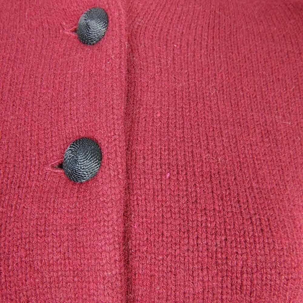 Ralph Lauren Lambs Wool Blend Riding Sweater Jacket Burgundy Velvet Collar - Picture 10 of 14